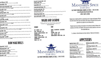 Mandarin Spice Asian Grill menu