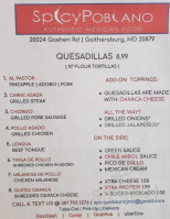 Spicypoblano menu