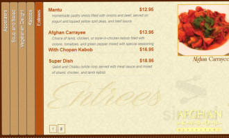 Afghan Kabob menu