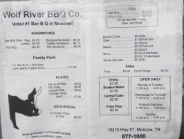 Wolf River Barbecue Company menu