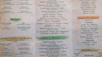 Dreammex Mexican Restaurant Bar menu