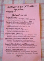 O'neills menu