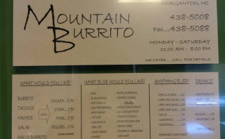Mountain Burrito menu
