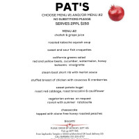 Pat's menu
