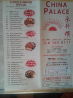 Wings China Palace menu