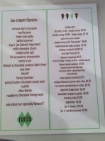 Rori’s Artisanal Creamery menu