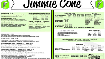 Jimmie Cone menu