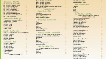 Dao Tien Downtown menu