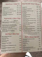Pho Nguyen menu