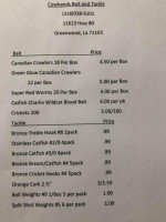 Cowhands Saloon menu