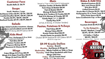 Kid Kreole Kooking Food Daiquiris menu