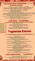 Cedars Mediterranean Cuisine menu
