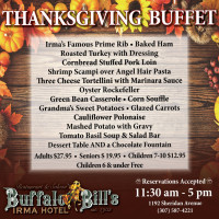Buffalo Bill's Irma menu