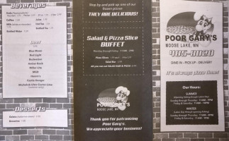Poor Gary's Pizza menu