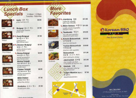 Korean Bbq menu