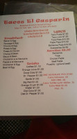 Tacos El Gasparin menu