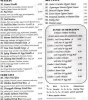 Anise Thai menu