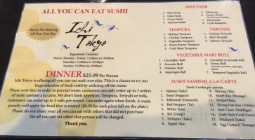 Ichi Tokyo menu