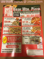 Bear Mountain Pizza menu