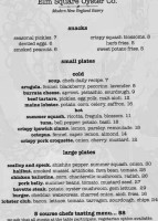 Elm Square Oyster Co. menu