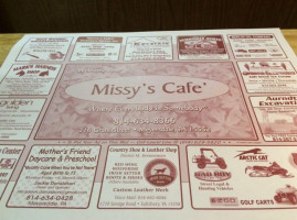 Missy's Cafe menu