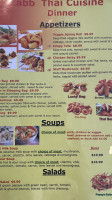 Zabb Thai Cuisine menu