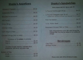 Sharky's Sports menu