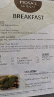 Mosa's Cafe Grille menu
