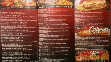 Champs Pizza menu