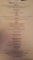 Lynons Restaurant And Bar menu