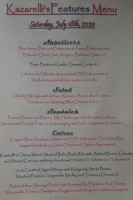 Kazarelli's At Millers Bay menu