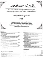 Tandoor Grill menu