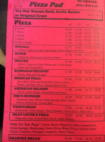 Dee's Pizza Pad Llc menu
