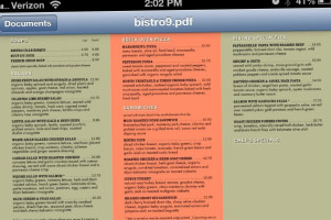 Cafe Bistro menu