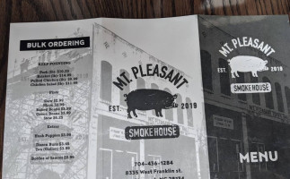 Mount Pleasant Smoke House menu