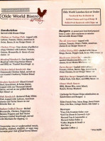 Old World Bakery And Bistro menu