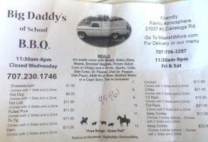 Big Daddy's Old School Bbq menu
