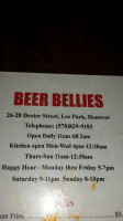 Beer Bellies menu