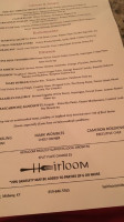 Heirloom Midway menu