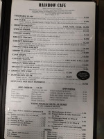 P J's Rainbow Cafe menu