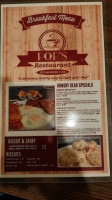 Pop's Restaurant menu