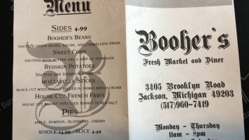 Booher’s Fresh Market Diner menu