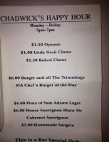 Chadwick's menu