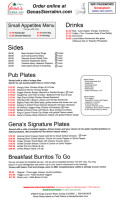 Gena's Sierra Inn menu