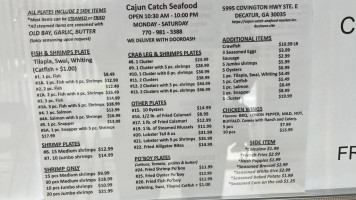 Cajun Catch Seafood menu