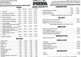 Irene's Pizza menu