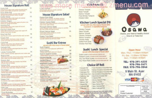 Osawa Japanese Bistro menu