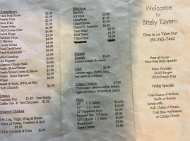 Bitely Tavern menu