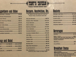 Tony's Tavern menu