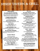 Riser Tavern Grill menu